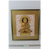 Image 1 : Stitching Art of a Buddha by Gram - 14 1/2" x 16 1/2"