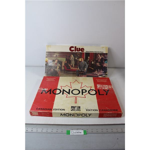 Monopoly Canadian Edition, Clue - Both As Is
