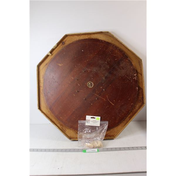 Wooden Crokinole Board with Pieces