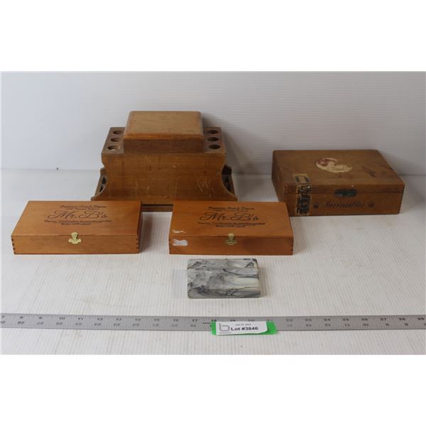 (2) Empty Cigar Boxes, House Of Lords Box, Cigarette Holder, Smoking Pipe Stand with Storage