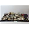 Image 1 : (6) Trays, Glass Tray, (5) Glass Containers, (2) Music Boxes, (4) Brushes