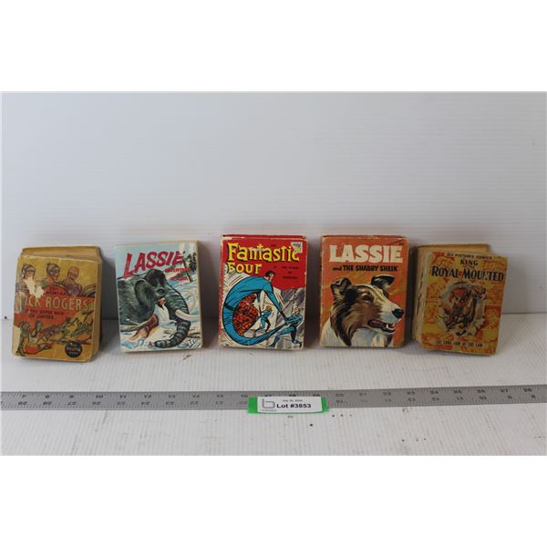 (5) Books - The Fantastic Four In The House of Horrors, Lassie And The Shebbie Sheik, King of The Ro