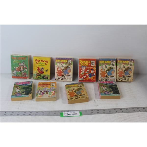 (10) Books - Donald Duck In Volcano Valley, (4) Bugs Bunny and Klondike Gold, Lassie Old One Eye