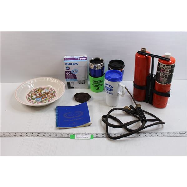 Misc. Items- Light Bulbs, Travel Mugs, "Country Kids" Collector Recipe Plate, Bernz-o-matic Torch Ki