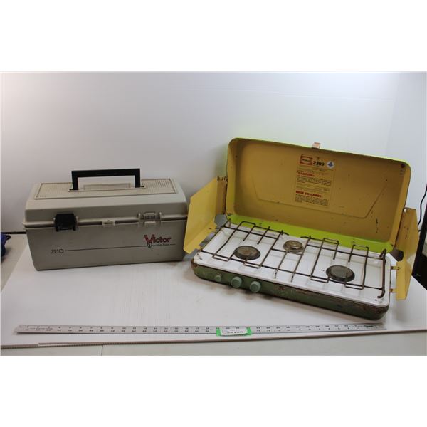 Primus Propane Camp Stove & Victor Plastic Tool Box - As is Condition