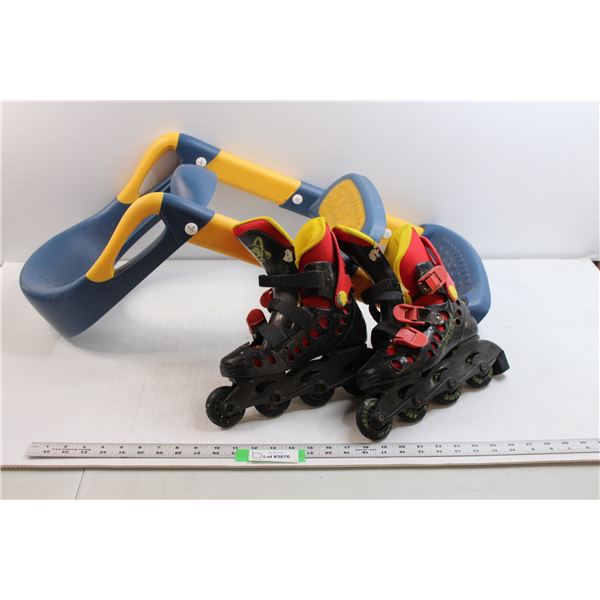Incomplete Potty Training Seat w/Ladder & Black Ice Roller Blades (Size Unknown)