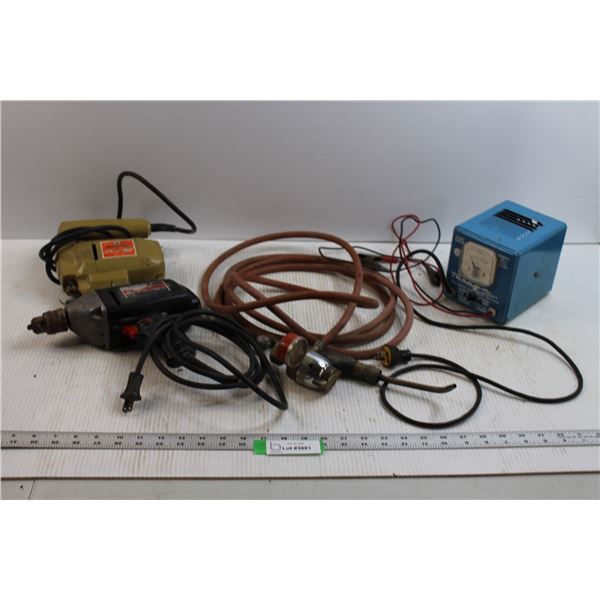 Vintage Tarcan Battery Charger(Untested), Craftsman 3/87" Reversible Drill(working), Black & Decker 