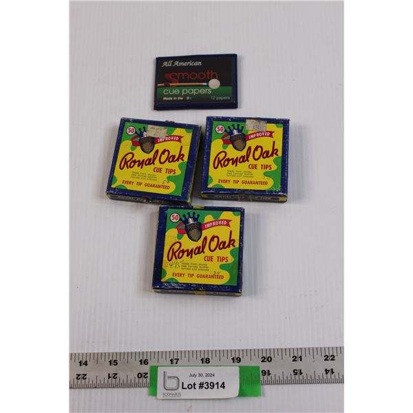 (3) Partial Boxes Royal Oak Pool Cue Tips & All American Smooth Cue Papers