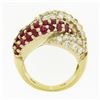 Image 8 : Fancy 14k Gold 2.65 ctw Round Diamond Ruby Puffed Interlocking Loop Wide Band Ri