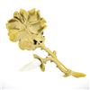 Image 3 : Antique 14k Gold Diamond Baroque River Pearl Detailed Textured Rose Brooch Pin
