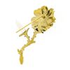 Image 4 : Antique 14k Gold Diamond Baroque River Pearl Detailed Textured Rose Brooch Pin