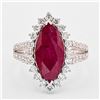 Image 3 : 3.73 ctw Ruby and 1.06 ctw Diamond Platinum Ring (GIA CERTIFIED)