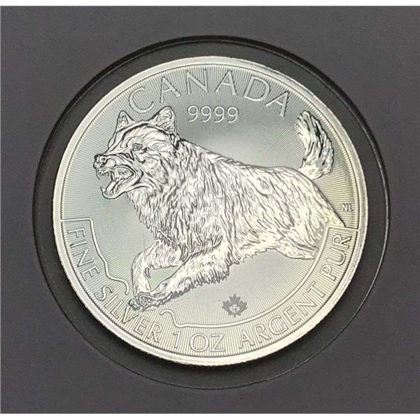 2018 Canada $5 Wolf 1 ozt .9999 Silver