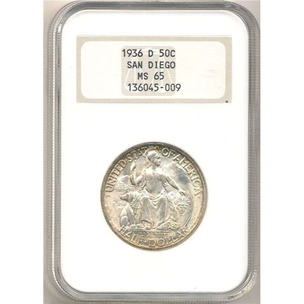 1936-D U.S. San Diego Commemorative 50c NGC MS65 Old Fatty