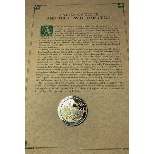 Vintage Battle of Crete Sterling Proof 1.205 ozt Silver