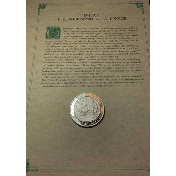 Vintage D-Day The Normandy Landings Proof 1.20 ozt Sterling Silver