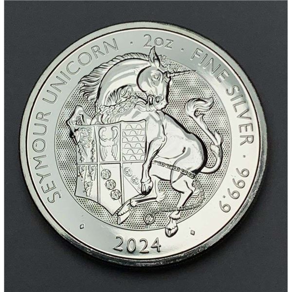 2024 Tudor's Beasts "Seymour Unicorn" 2 ozt .9999 Silver