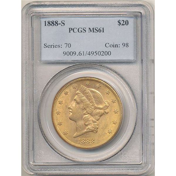 Last Minute! 1888-S Gold $20 Liberty Head PCGS MS61