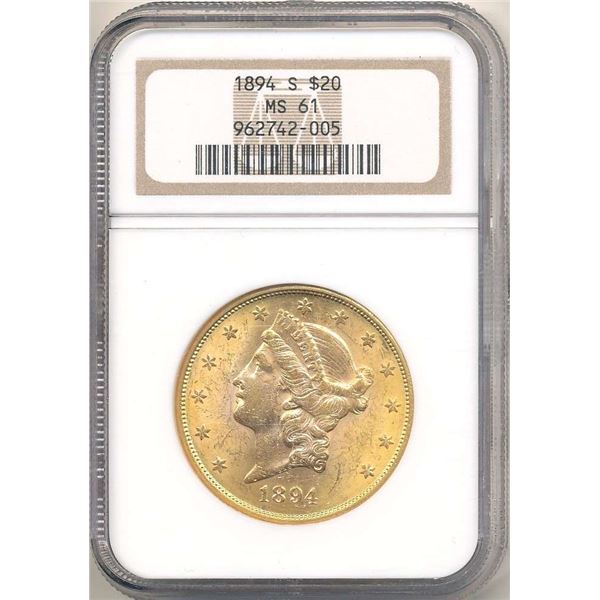 Last Minute! 1894-S Gold $20 Liberty Head NGC MS61