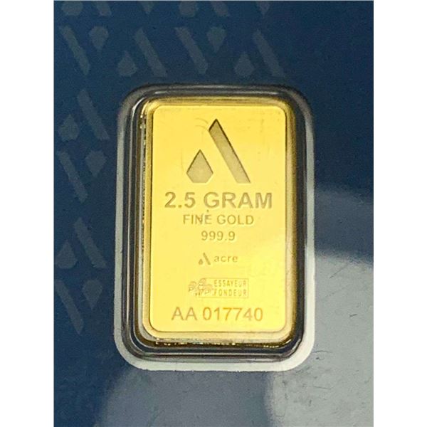 Acre 2.5g .9999 Gold Bar