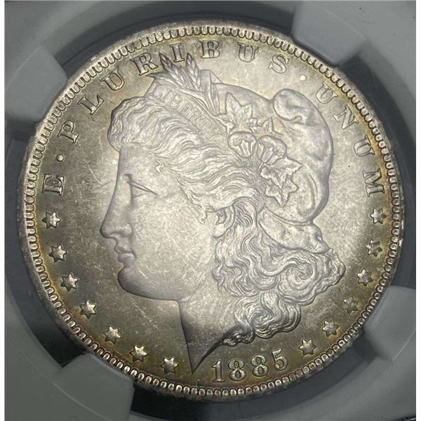 Pastel Rainbow Color 1885-O Morgan Silver Dollar NGC MS63