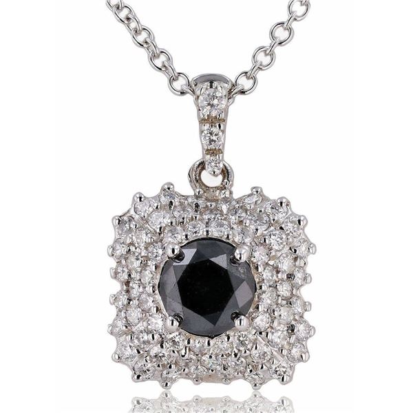 2.16CT BLACK DIAMOND 1.18CTW DIA 18K GOLD NECKLACE