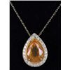 Image 1 : ~2.95CT FIRE OPAL 18K GOLD DIAM. PENDANT NECKLACE