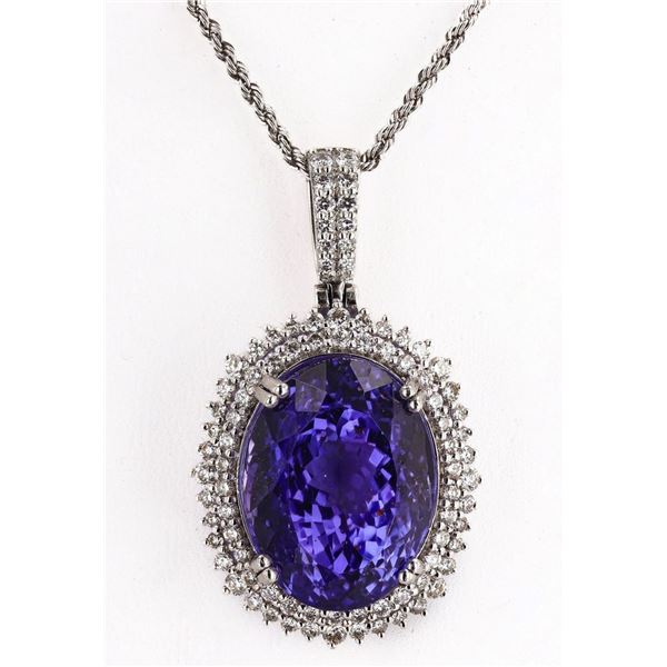 30.80CT TANZANITE & 1.42CTW DIA PLATINUM NECKLACE