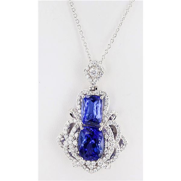 PLATINUM 8.9CT TANZANITE & 1.4CTW DIAMOND NECKLACE