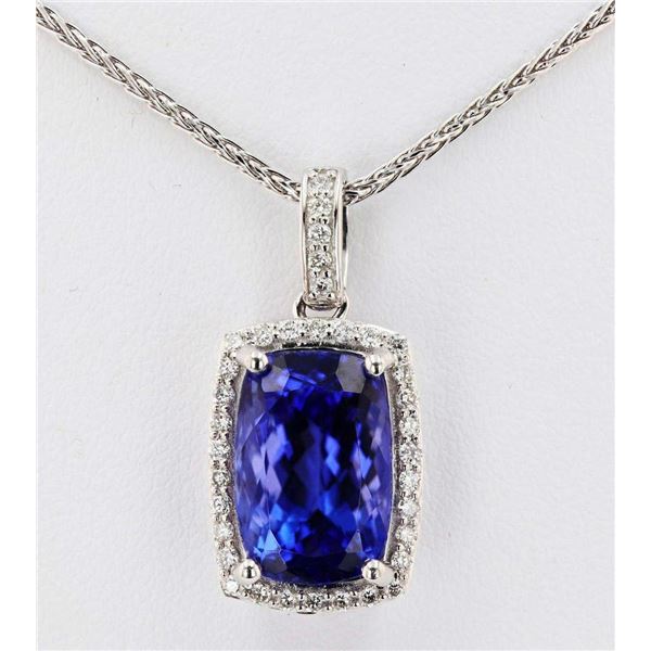 9.20CT TANZANITE & 0.39CTW DIA PLATINUM NECKLACE