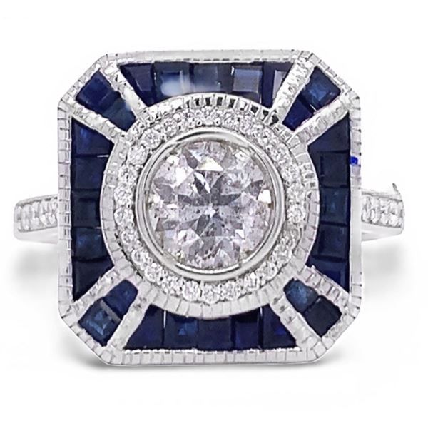 0.81CT DIAMOND & 1.43CTW SAPPHIRE 18K GOLD RING