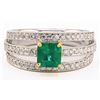 Image 1 : 0.70CT EMERALD & 0.48CTW DIAMOND 18K GOLD RING