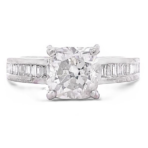 18K WHITE GOLD 1.90 CENTER DIAMOND RING - 2.22CTW