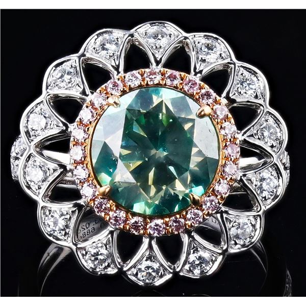 18K GOLD 3.02CT GREY SI3 DIAMOND RING 3.70CTW