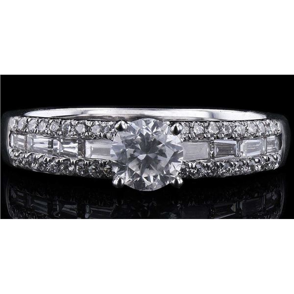 0.53CT SI2 CENTER DIAMOND 18K WHITE GOLD RING