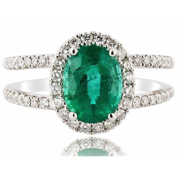 18K GOLD 1.63CT EMERALD & 0.50CTW DIAMOND RING
