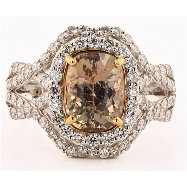 3.15CT UNHEATED SAPPHRE & 1.0CTW DIA 18K GOLD RING