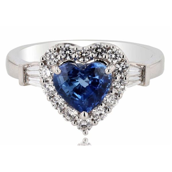 18K GOLD 1.52CT SAPPHIRE & 0.40CTW DIA RING GIA