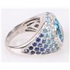 Image 2 : BLUE TOPAZ & DIAMOND 18K WHITE GOLD LADIES RING