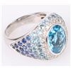Image 3 : BLUE TOPAZ & DIAMOND 18K WHITE GOLD LADIES RING