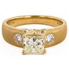 Image 1 : 1.00CT YELLOW CENTER DIAMOND 18K GOLD RING 1.29CTW
