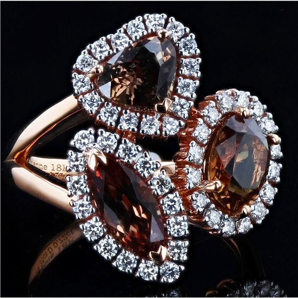 4.26CTW ORNAGE SAPPHIRE & 0.7CTW DIA 18K GOLD RING