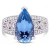 Image 1 : PLATINUM 3.09CT AQUAMARINE & 0.42CTW DIAMOND RING