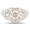 Image 1 : 1.04CT SI1 CENTER DIAMOND PLATINUM RING - 2.50CTW