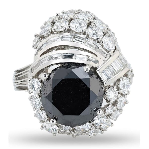 5.19CT BLACK DIAMOND PLATINUM RING - 5.31 CTW