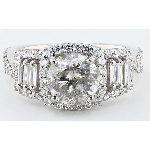 2.07CT CENTER DIAMOND PLATINUM RING - 2.92 CTW