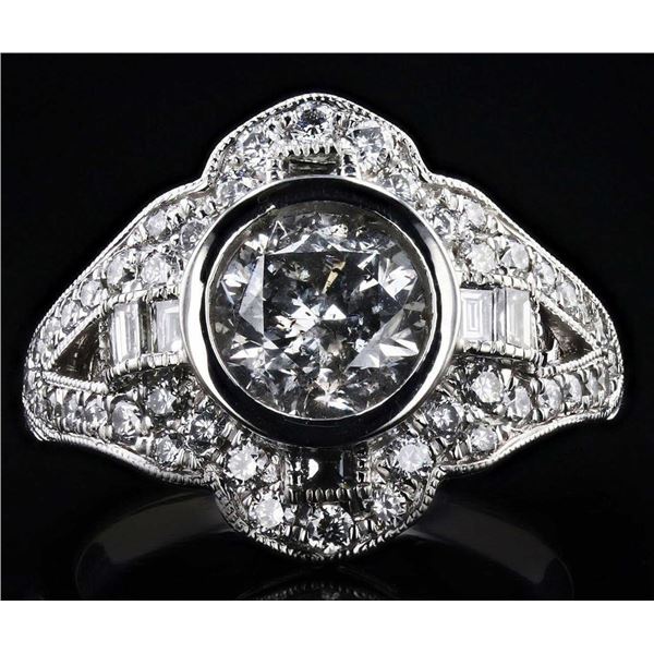 PLATINUM 1.49CT CENTER DIAMOND RING - 2.45CTW