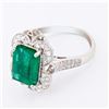 Image 2 : PLATINUM 3.39CT EMERALD & 0.44CTW DIAMOND RING