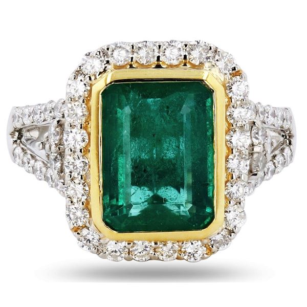 PLATINUM 2.87CT EMERALD & 0.96CTW DIAMOND RING