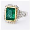 Image 2 : PLATINUM 2.87CT EMERALD & 0.96CTW DIAMOND RING